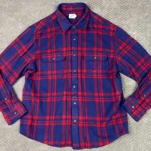 Fair Harbor The Dunewood Ultra Stretch Flannel Shirt men's XL Blue Red Heavy